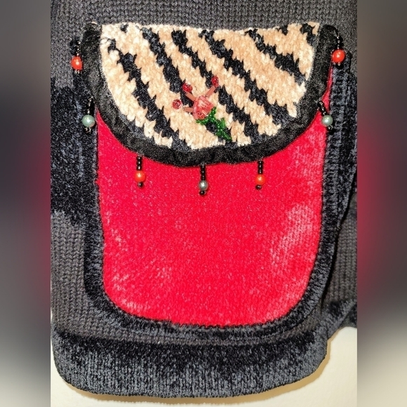 Jack B.Quick Vintage Chenille Beaded Animal Print Christma Sweater Sized S - Picture 7 of 13